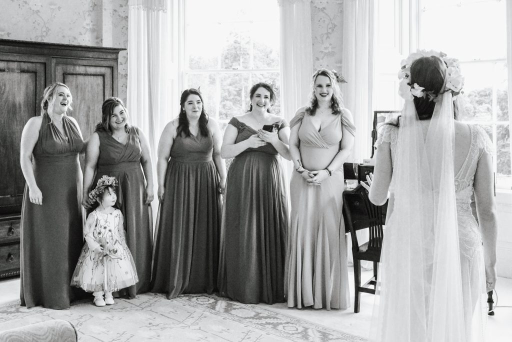First look of bridal party of the bride reveal