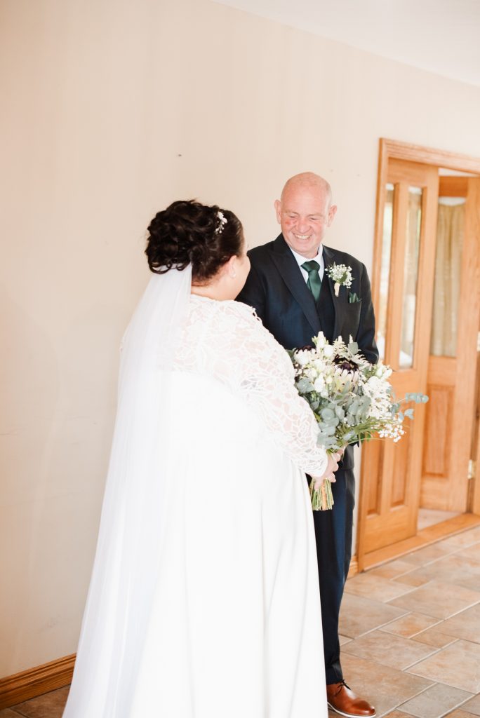 Emotional moment of bride and bride's dad first look