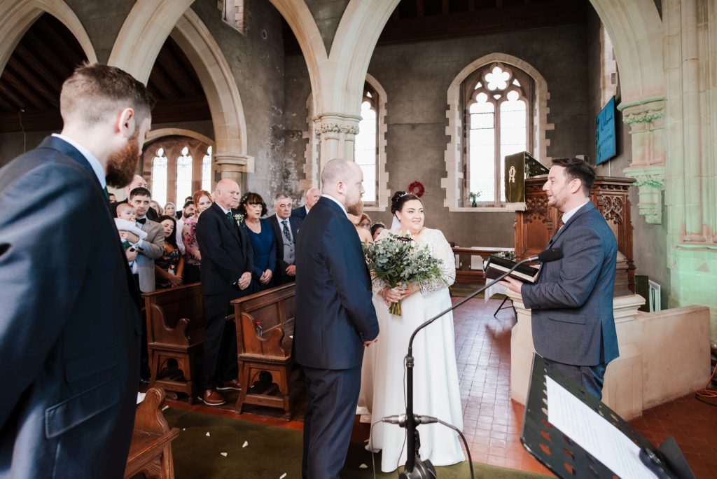 Emotional vows inside St Donard’s Community Church wedding ceremony