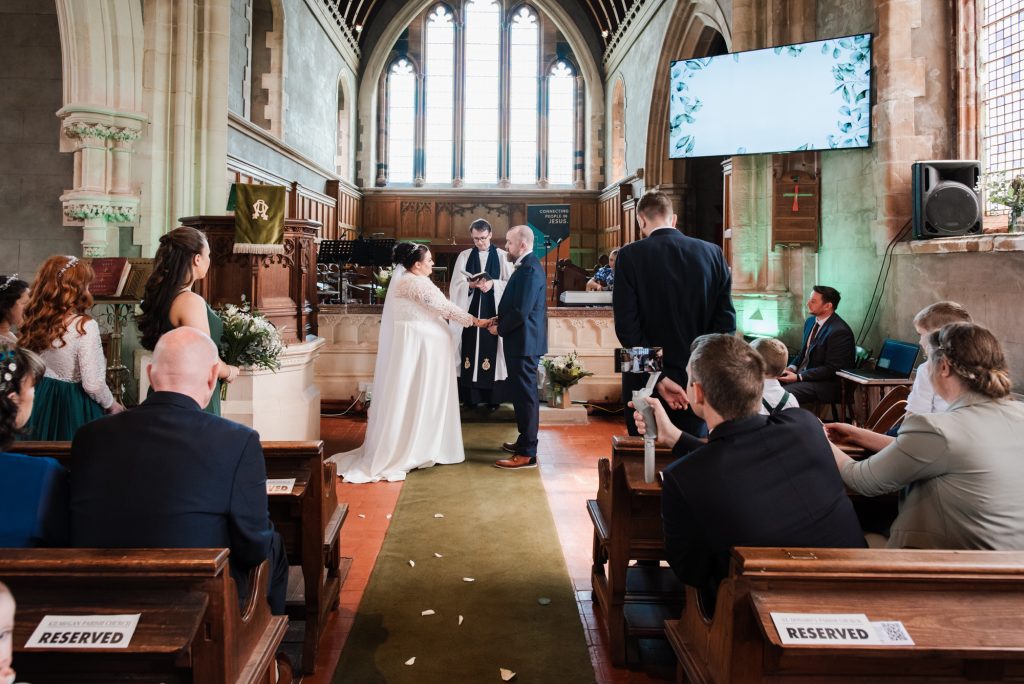 Emotional vows inside St Donard’s Community Church wedding ceremony